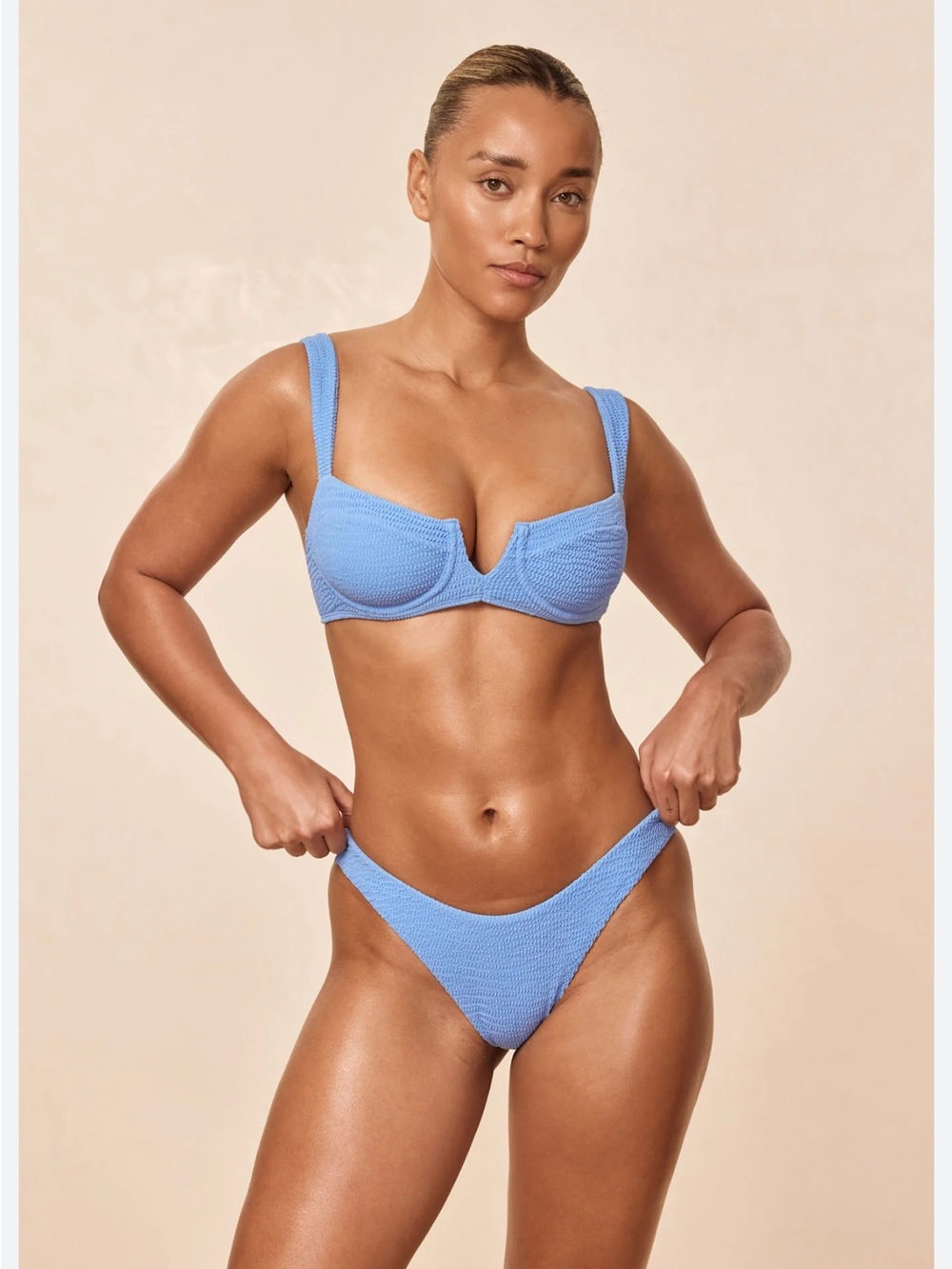 Light Blue Textured Two-Piece Bikini